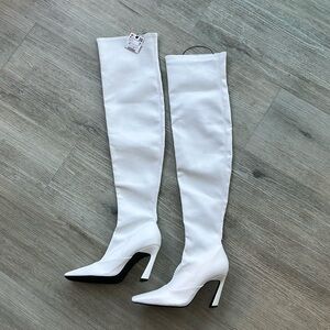 zara white over the knee boots